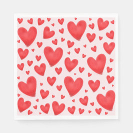Servilleta De Papel Retro Valentine Hearts Wedding Red Pink