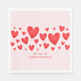 Servilleta De Papel Retro Valentine Hearts Wedding Red Pink