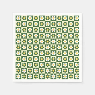 Servilleta De Papel Retro Verde Salvia y Damasco de Cuadros de Margari