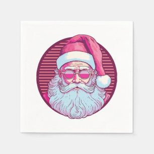 Servilleta De Papel Retro vintage Santa Claus rosa