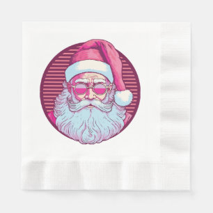 Servilleta De Papel Retro vintage Santa Claus rosa