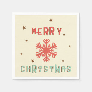 Servilleta De Papel Retro Vintage Snowflake Merry Noches de Navidad