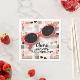 Servilleta De Papel Retro Vintage Sunglasses Flamingos Palms