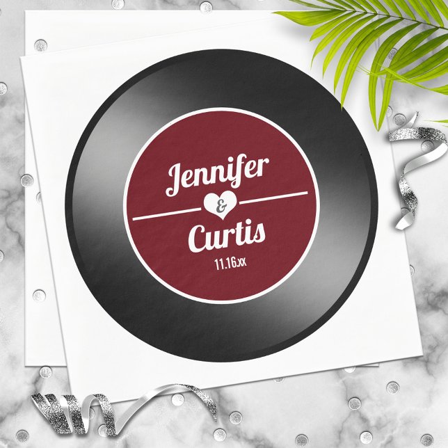 Servilleta De Papel Retro Vinyl Record Vino Red Boda Napkins (Subido por el creador)