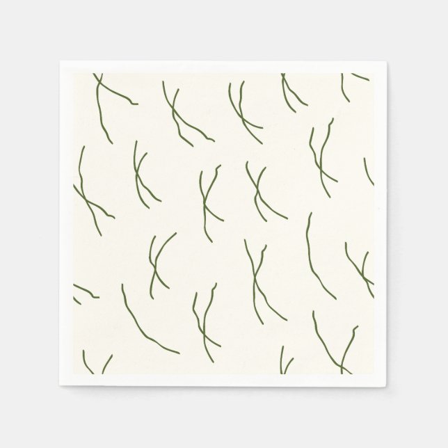 Servilleta De Papel Retro Warm Abstract Dashes | Cream White (Anverso)