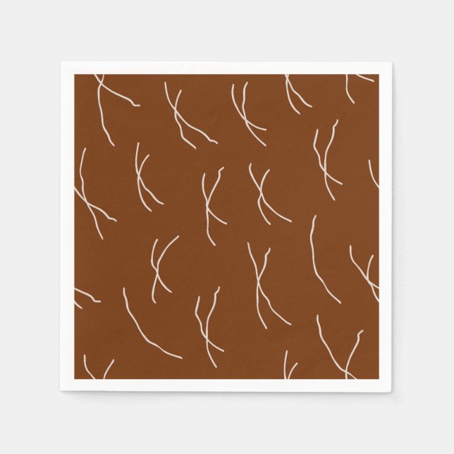 Servilleta De Papel Retro Warm Abstract Dashes | Dark Brown (Anverso)