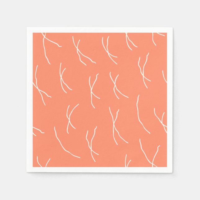Servilleta De Papel Retro Warm Abstract Dashes | Salmon Pink (Anverso)