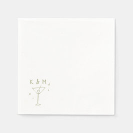 Servilleta De Papel Retro Whimsical Martini Hand Drawn Custom Initials