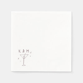Servilleta De Papel Retro Whimsical Martini Hand Drawn Custom Initials