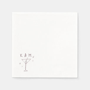 Servilleta De Papel Retro Whimsical Martini Hand Drawn Custom Initials