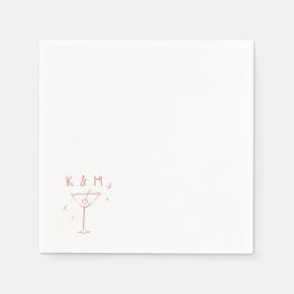 Servilleta De Papel Retro Whimsical Martini Hand Drawn Custom Initials