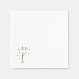 Servilleta De Papel Retro Whimsical Martini Hand Drawn Custom Initials