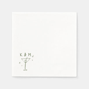 Servilleta De Papel Retro Whimsical Martini Hand Drawn Custom Initials