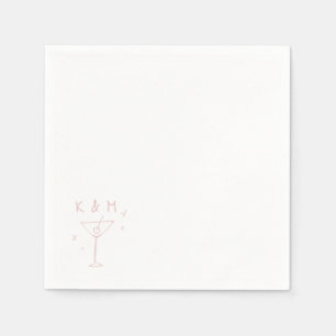Servilleta De Papel Retro Whimsical Martini Hand Drawn Custom Initials