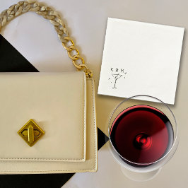 Servilleta De Papel Retro Whimsical Martini Hand Drawn Custom Initials
