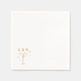 Servilleta De Papel Retro Whimsical Martini Hand Drawn Custom Initials