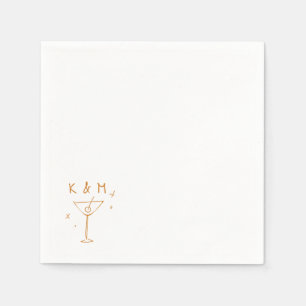 Servilleta De Papel Retro Whimsical Martini Hand Drawn Custom Initials