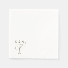 Servilleta De Papel Retro Whimsical Martini Hand Drawn Custom Initials