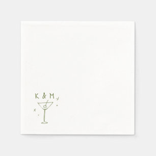 Servilleta De Papel Retro Whimsical Martini Hand Drawn Custom Initials