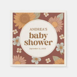 Servilleta De Papel Retro Wildflower Chica Baby Shower