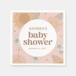 Servilleta De Papel Retro Wildflower Chica Baby Shower