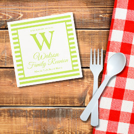 Servilleta De Papel Reunión de familia de bandas verdes de monograma m