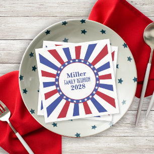 Servilleta De Papel Reunión patriótica de la familia azul blanco rojo