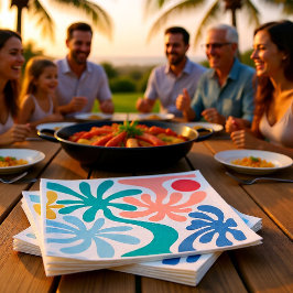 Servilleta De Papel Reuniones familiares tropicales bajo las palmeras