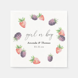 Servilleta De Papel Revelación de género de Berries. Chica o niño