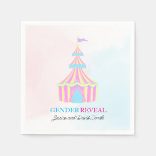 Servilleta De Papel Revelación de género de carpa de circo rosa y azul