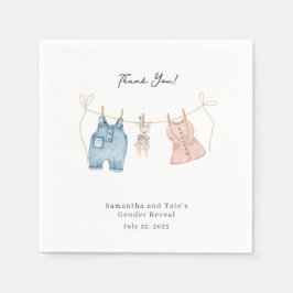 Servilleta De Papel Revelación de género de color de agua azul y rosa