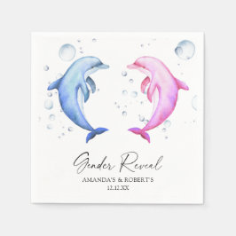 Servilleta De Papel Revelación de género de delfines acuarelas