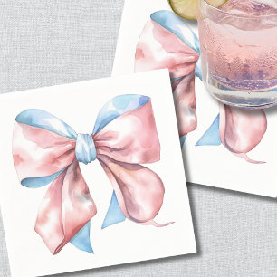 Servilleta De Papel Revelación de Género de Lazo Azul y Rosa Simple