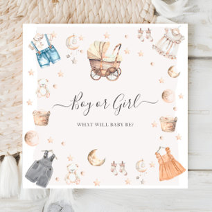 Servilleta De Papel Revelación de género de niño o Chica Boho Nursery 
