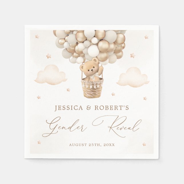 Servilleta De Papel Revelación de género de osito de peluche (Anverso)