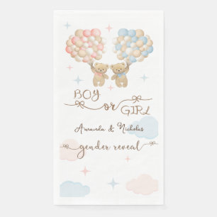 Servilleta De Papel Revelación de género del oso de peluche azul rosa 