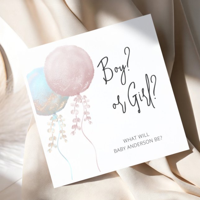 Servilleta De Papel Revelación de género en globo rosa y azul de niño  (Subido por el creador)