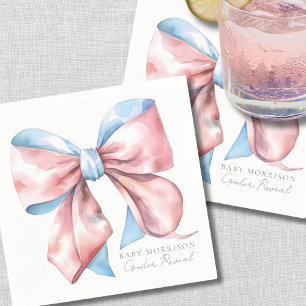 Servilleta De Papel Revelación de Género Lazo Azul Rosa Elegante
