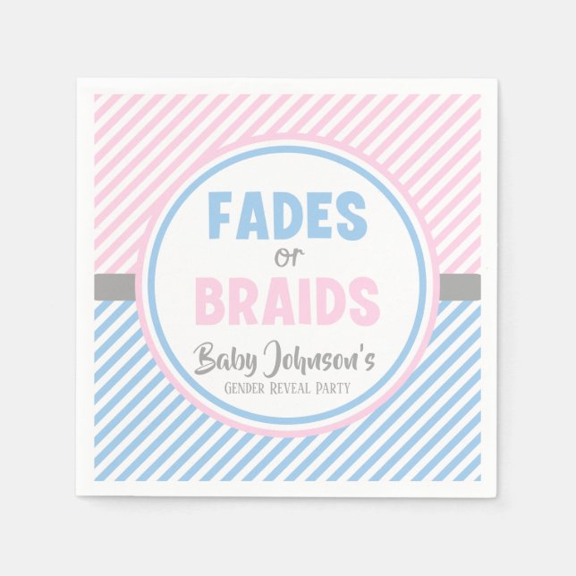 Servilleta De Papel Revelación de sexo del bebé - Desvanes o trenzas (Anverso)