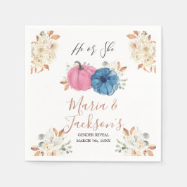 Servilleta De Papel Revelación del sexo de la calabaza rosa y azul mar