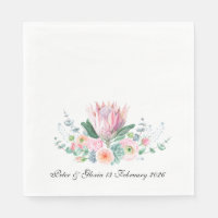 Rey Protea Acuarela Floral Boda Elegante