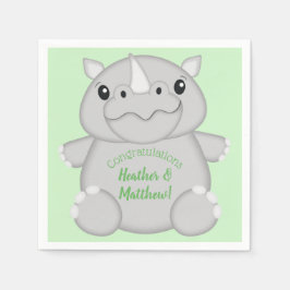 Servilleta De Papel Rhino Baby Shower Green