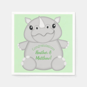 Servilleta De Papel Rhino Baby Shower Green