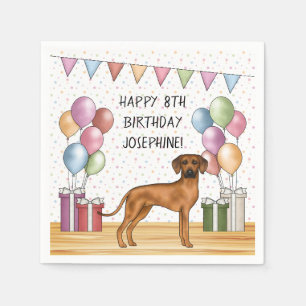 Servilleta De Papel Rhodesian Ridgeback Colorful Pastel Feliz cumpleañ