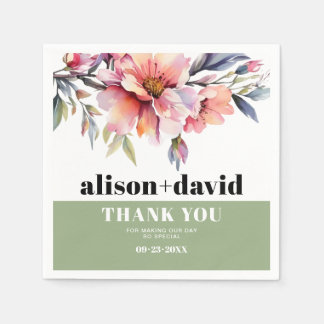 Servilleta De Papel Rhododendron peach-pink flowers typography wedding