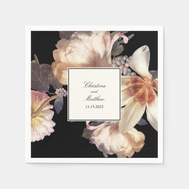 Servilleta De Papel Rich Moody Floral Elegant Wedding (Anverso)