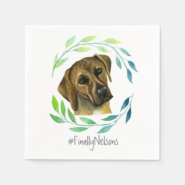 Servilleta De Papel Ridgeback de Rodesia con una Wreath Watercolor (Anverso)