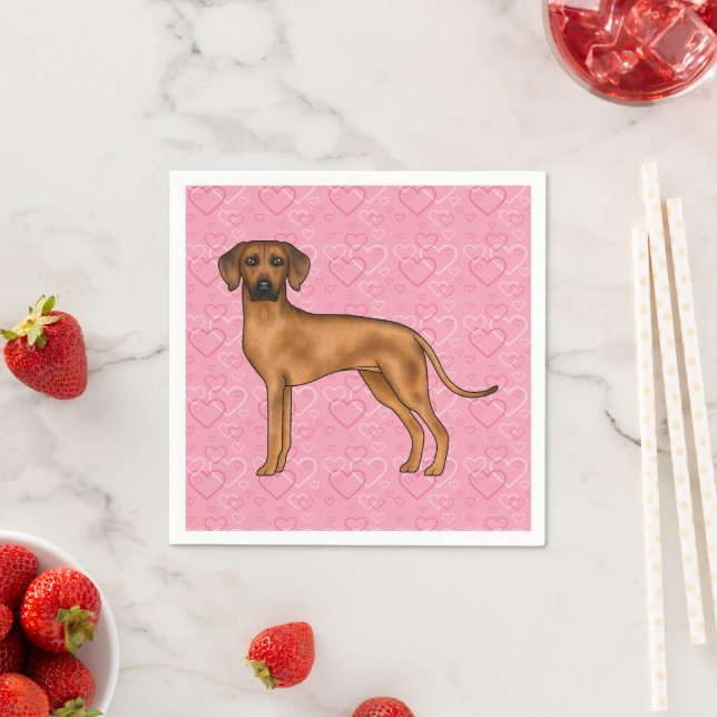 Servilleta De Papel Ridgeback Rhodesia Perro Amor Patrón Corazón Rosa (In situ)