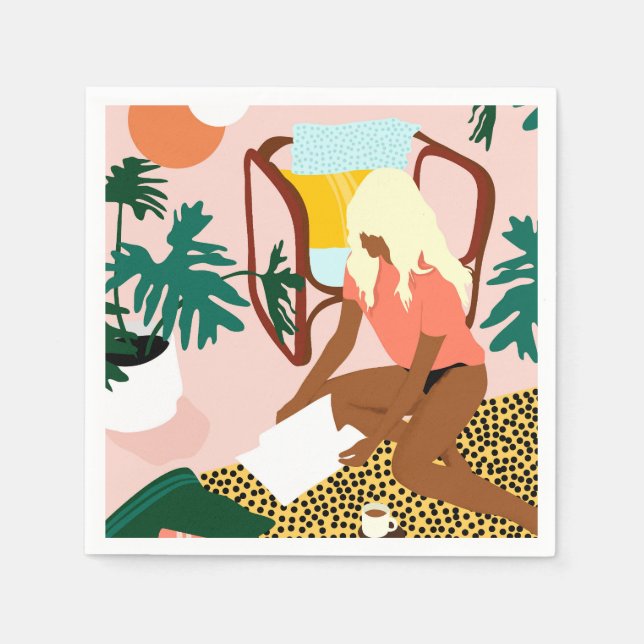 Servilleta De Papel Rincón de lectura de moda (Anverso)