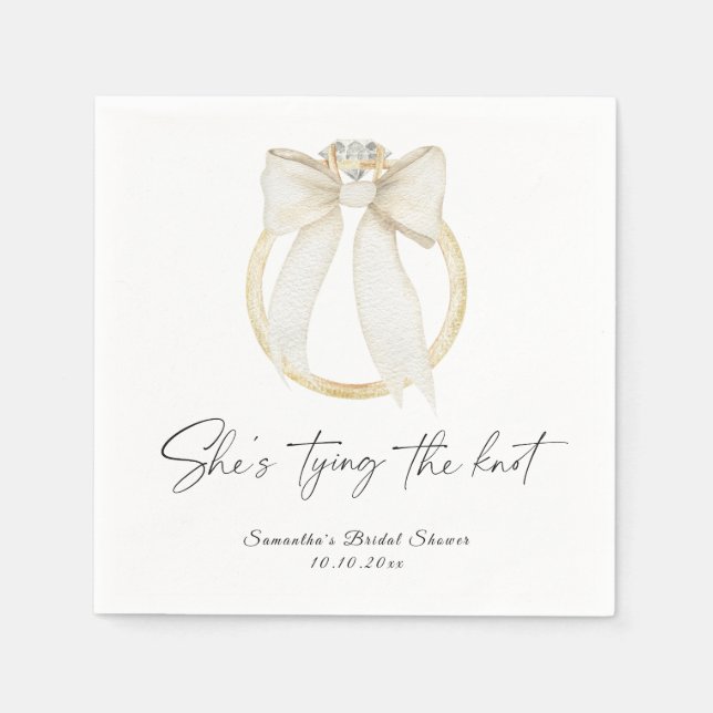 Servilleta De Papel Ring Bow She's tying the knot Bridal Shower (Anverso)